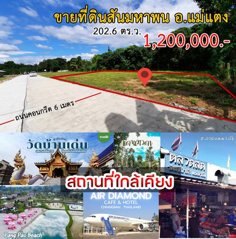 ที่ดิน – 2 ตร.วา 2 ngan 0 ไร่ 1200000 BAHT. ไม่ไกลจาก ตลาดแม่มาลัย ครบครัน เชียงใหม่